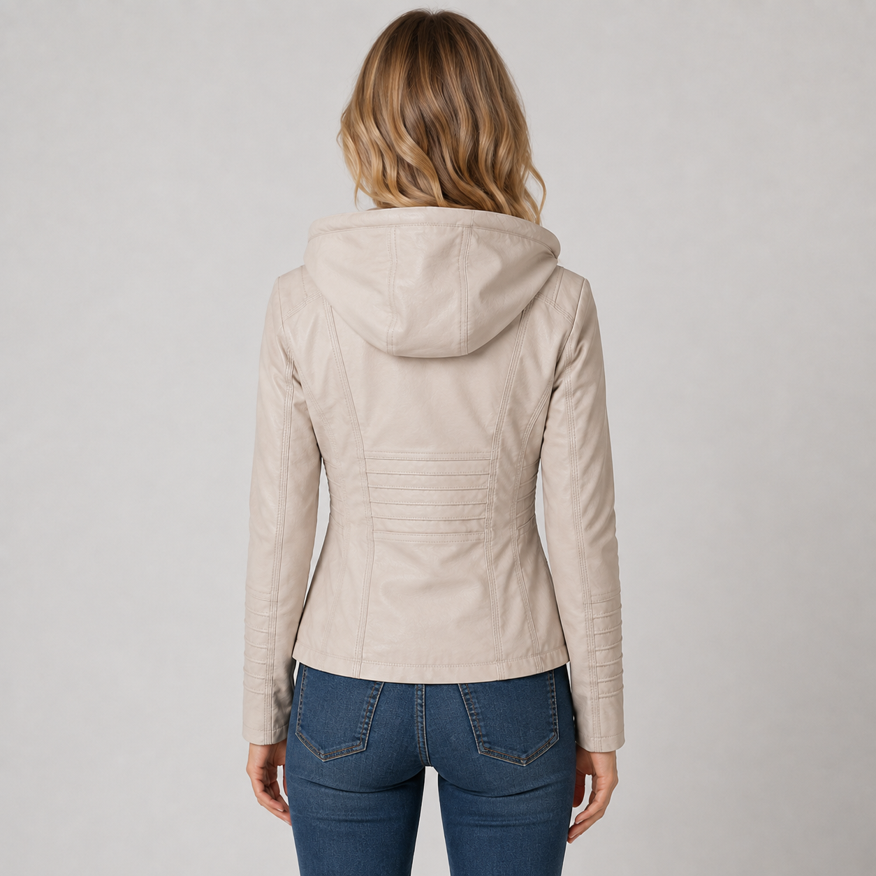 Montarello Women's Jacket Leather-Look Hooded Zip Up