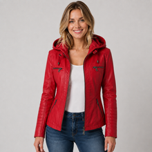 Montarello Women's Jacket Leather-Look Hooded Zip Up