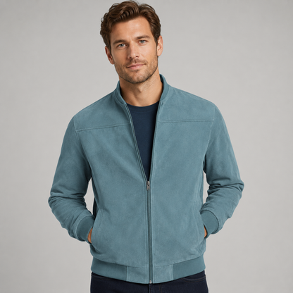 Montarello Men's Suede-Look Bomber Jacket
