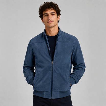 Montarello Men's Suede-Look Bomber Jacket