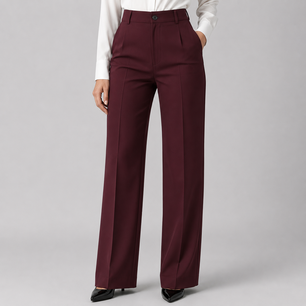 Montarello Women's High Waisted Straight Leg Tailored Trousers