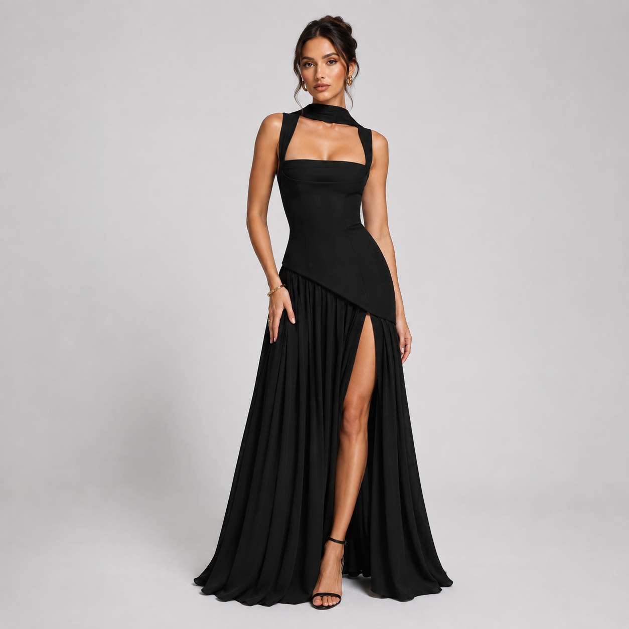 Montarello Women's Draped Satin-Look Maxi Dress – Wedding Guest Style