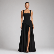 Montarello Women's Satin-Look Wedding Guest Maxi Dress with Draped Skirt