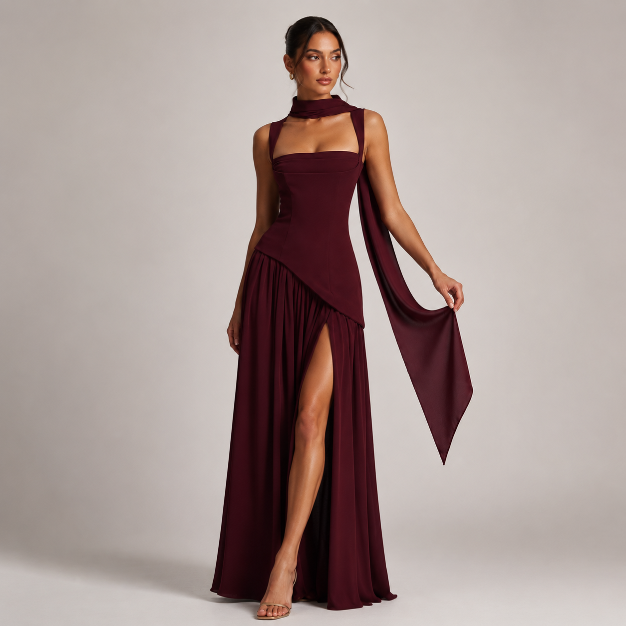 Montarello Women's Draped Satin-Look Maxi Dress – Wedding Guest Style