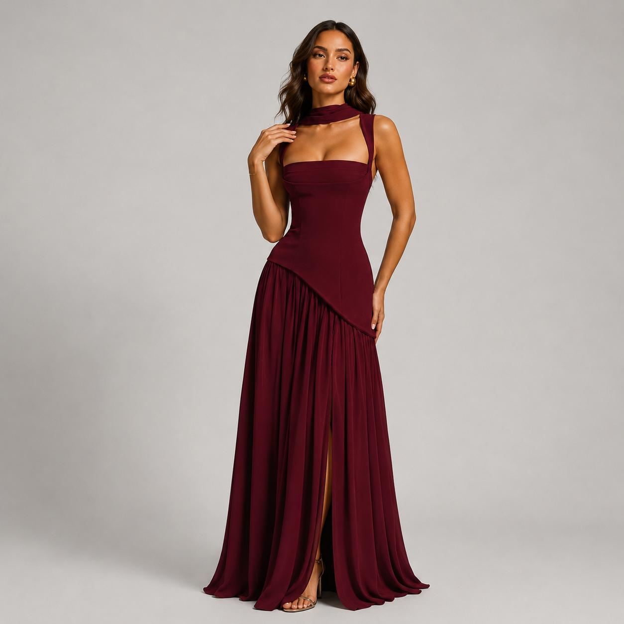 Montarello Women's Draped Satin-Look Maxi Dress – Wedding Guest Style