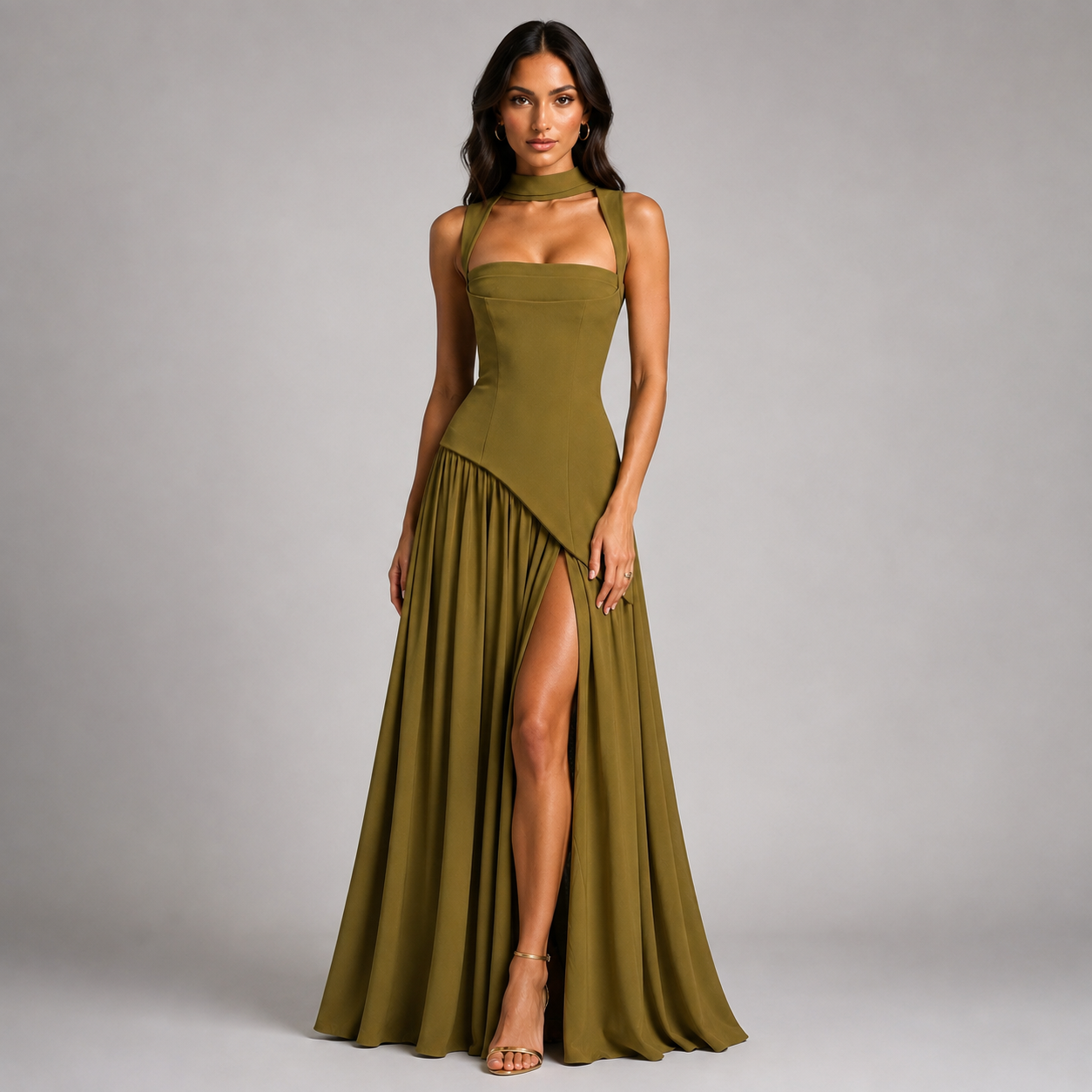 Montarello Women's Draped Satin-Look Maxi Dress – Wedding Guest Style