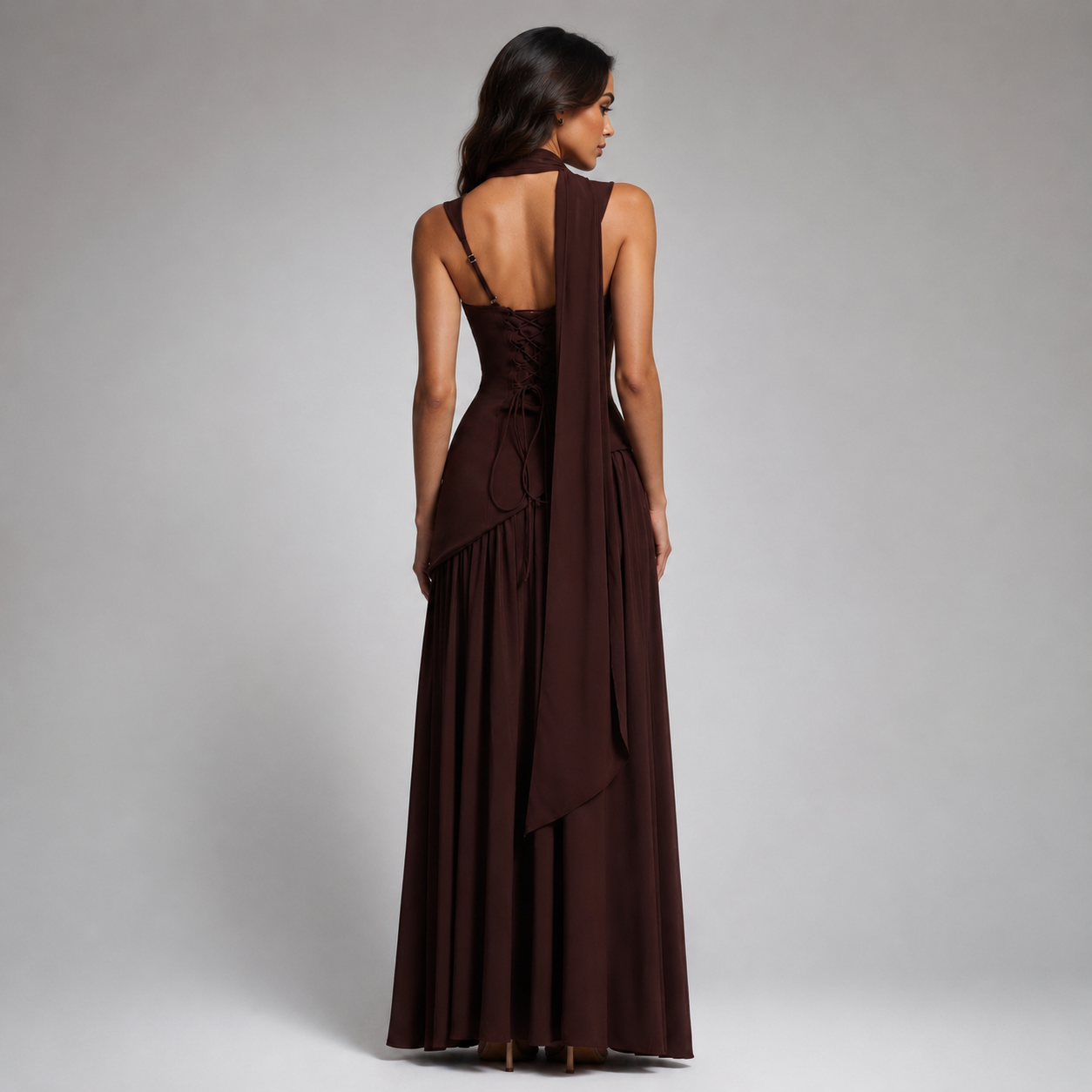 Montarello Women's Draped Satin-Look Maxi Dress – Wedding Guest Style