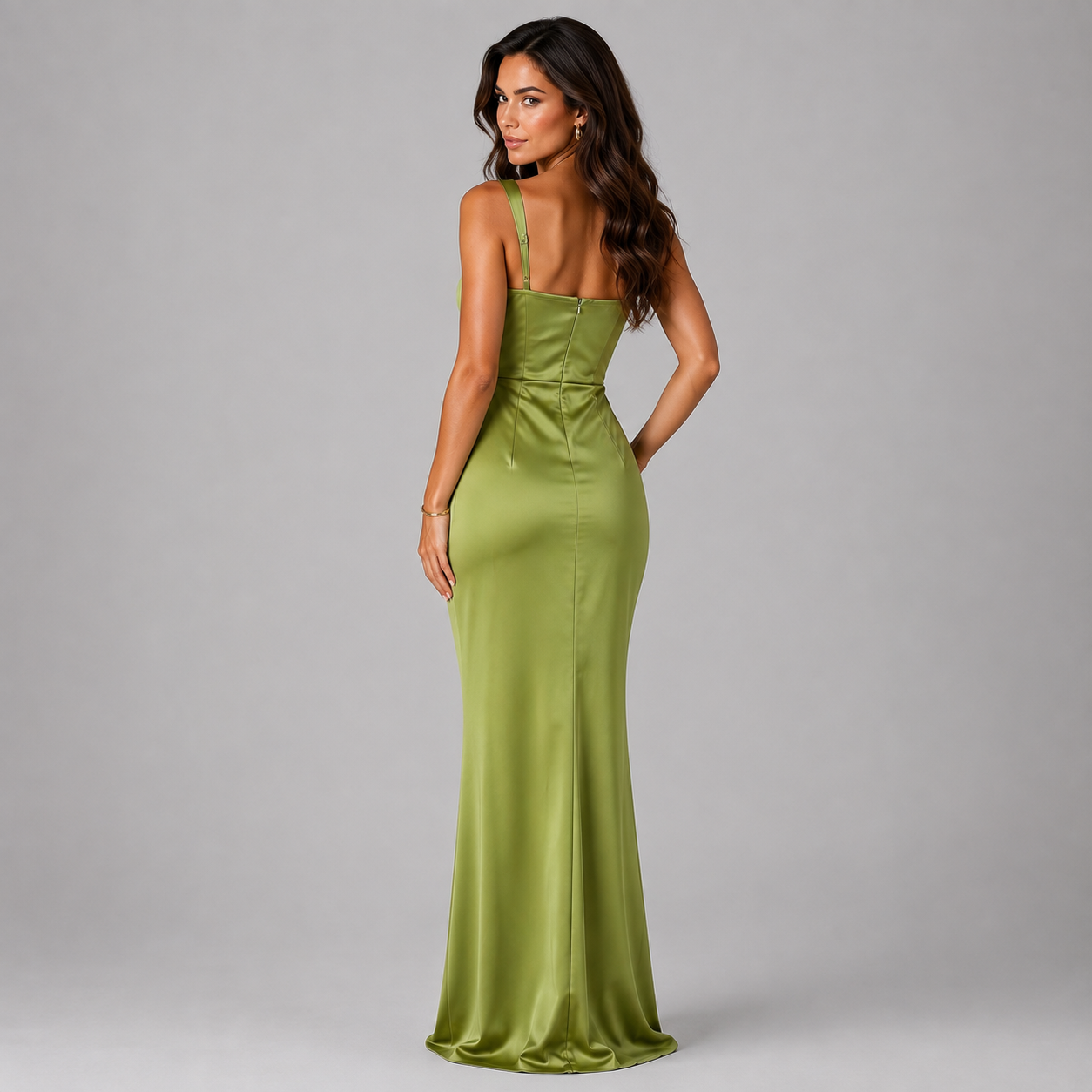 Montarello Women's Satin-Look Ruched Waist Maxi Dress – Wedding Guest Style