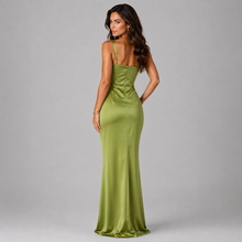 Montarello Women's Ruched Waist Satin-Look Maxi Dress