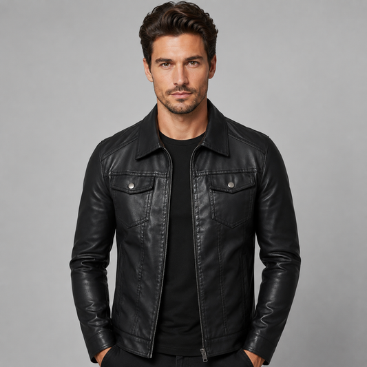 Montarello Men's Vintage Leather-Look Jacket