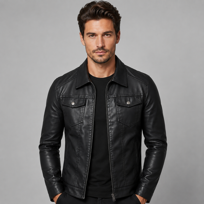 Montarello Men's Vintage Leather-Look Jacket