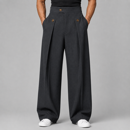 Montarello Men's Wide Leg Trousers with Front Pleats