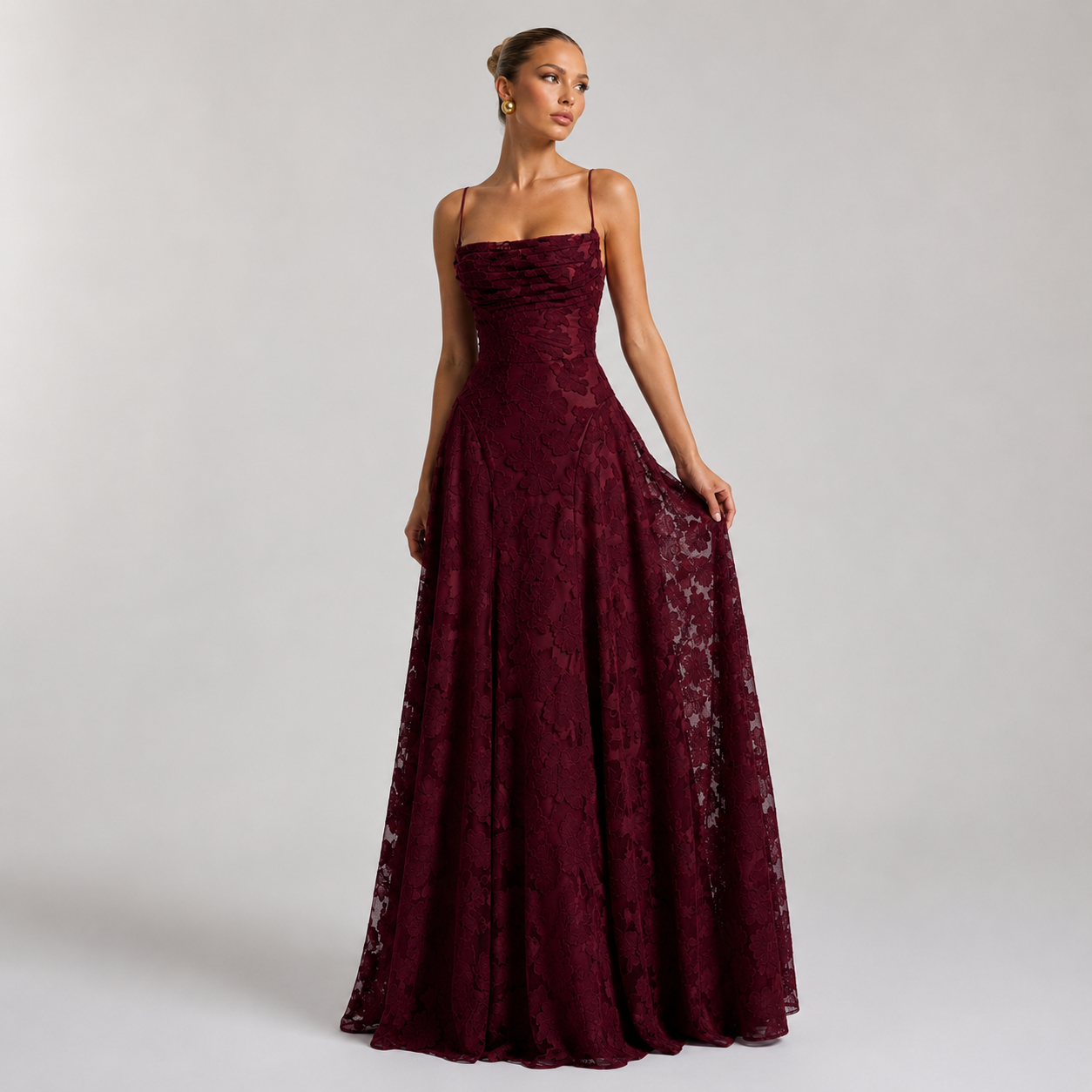 Montarello Women's Floral Lace Corset Maxi Wedding Guest Dress