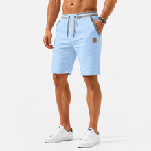 Montarello Men's Linen-Look Drawstring Beach Shorts with Pockets