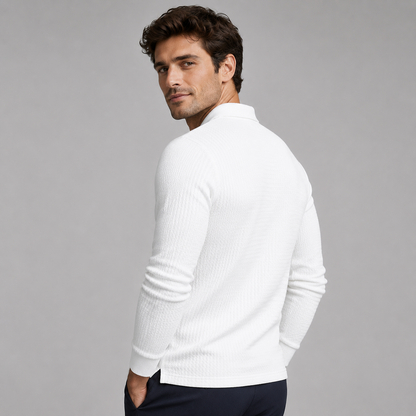 Montarello Men's Ribbed Polo Sweater with Long Sleeves