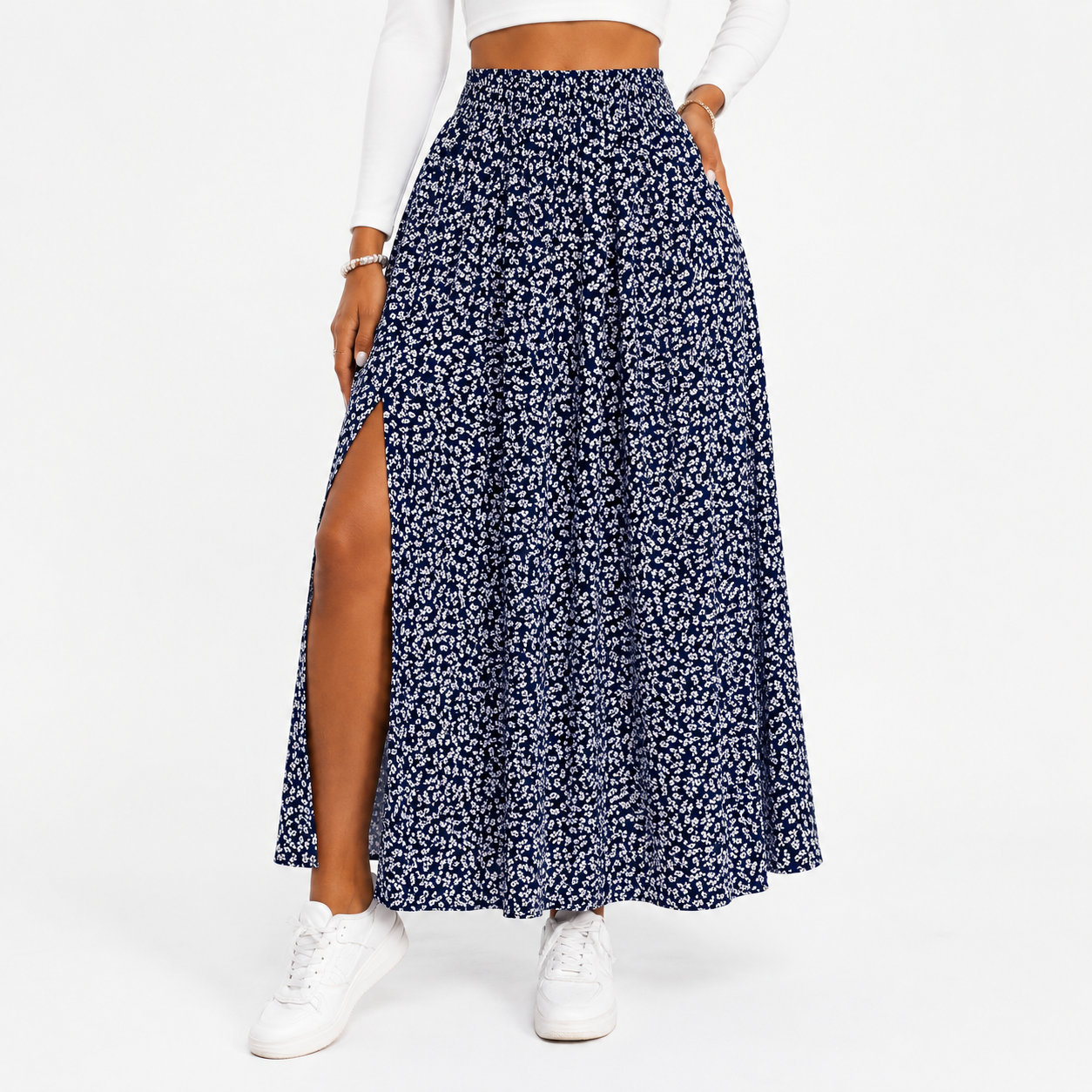 Montarello Women's Ditsy Floral Print Summer Maxi Skirt
