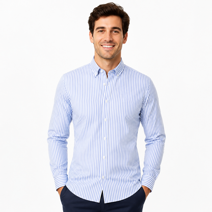 Montarello Men's Striped Slim-Fit Long-Sleeve Button-Up Shirt