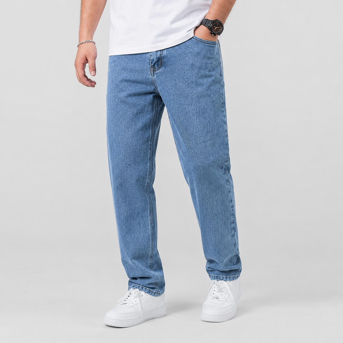 Montarello Men's Wide Leg Jeans – Loose Fit Straight Denim