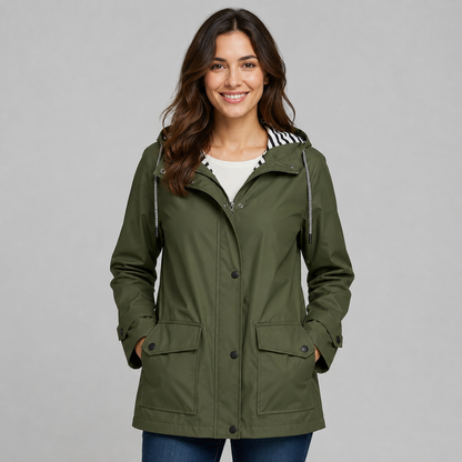 Montarello Women's Hooded Trench Coat with Button Front