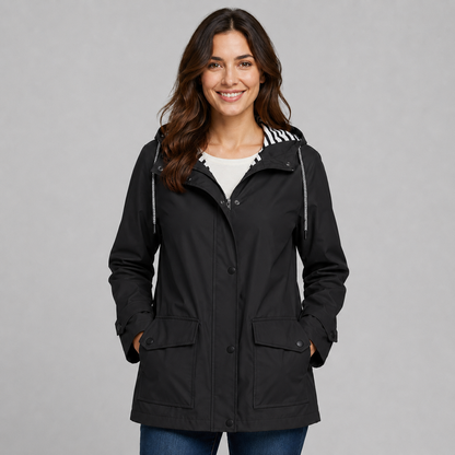 Montarello Women's Hooded Trench Coat with Button Front