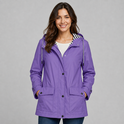 Montarello Women's Hooded Trench Coat with Button Front