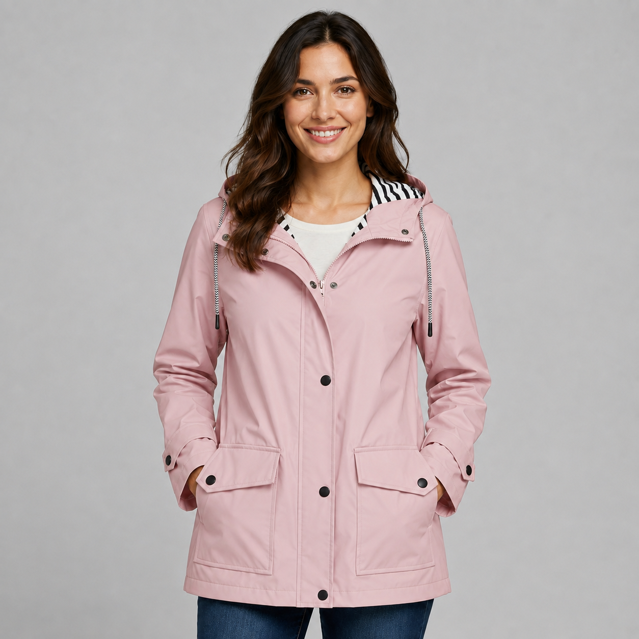 Montarello Women's Hooded Trench Coat with Button Front
