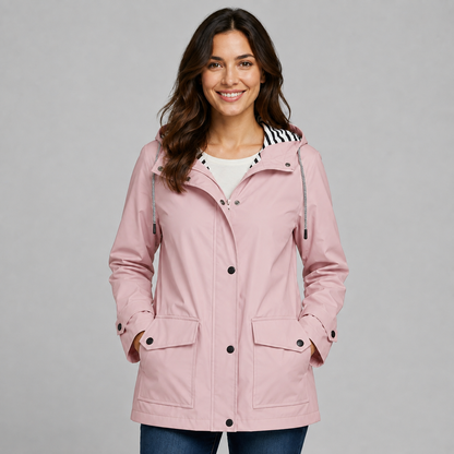 Montarello Women's Hooded Trench Coat with Button Front