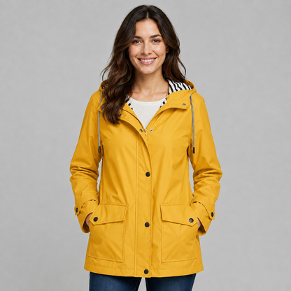 Montarello Women's Hooded Trench Coat with Button Front