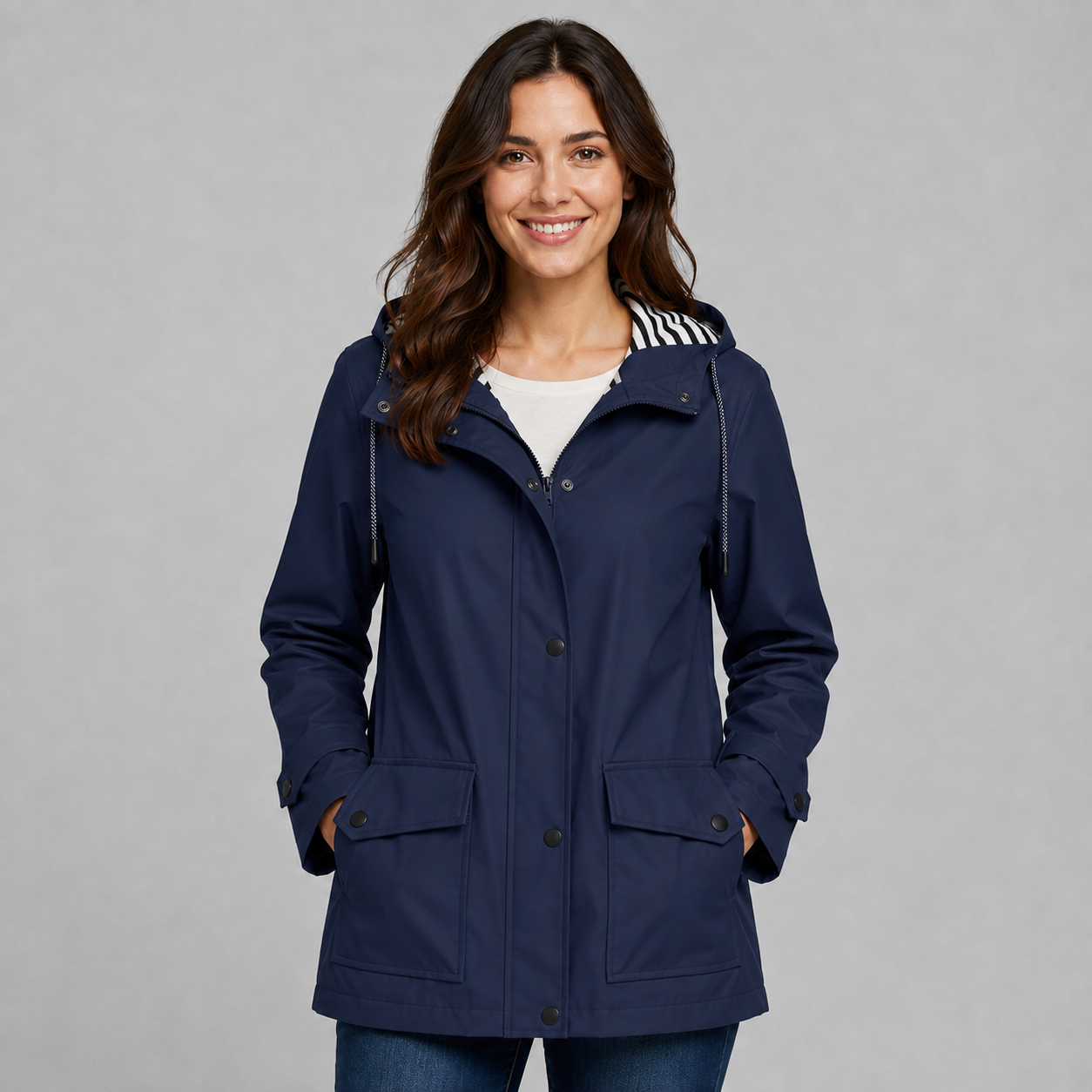 Montarello Women's Hooded Trench Coat with Button Front