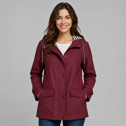 Montarello Women's Hooded Trench Coat with Button Front