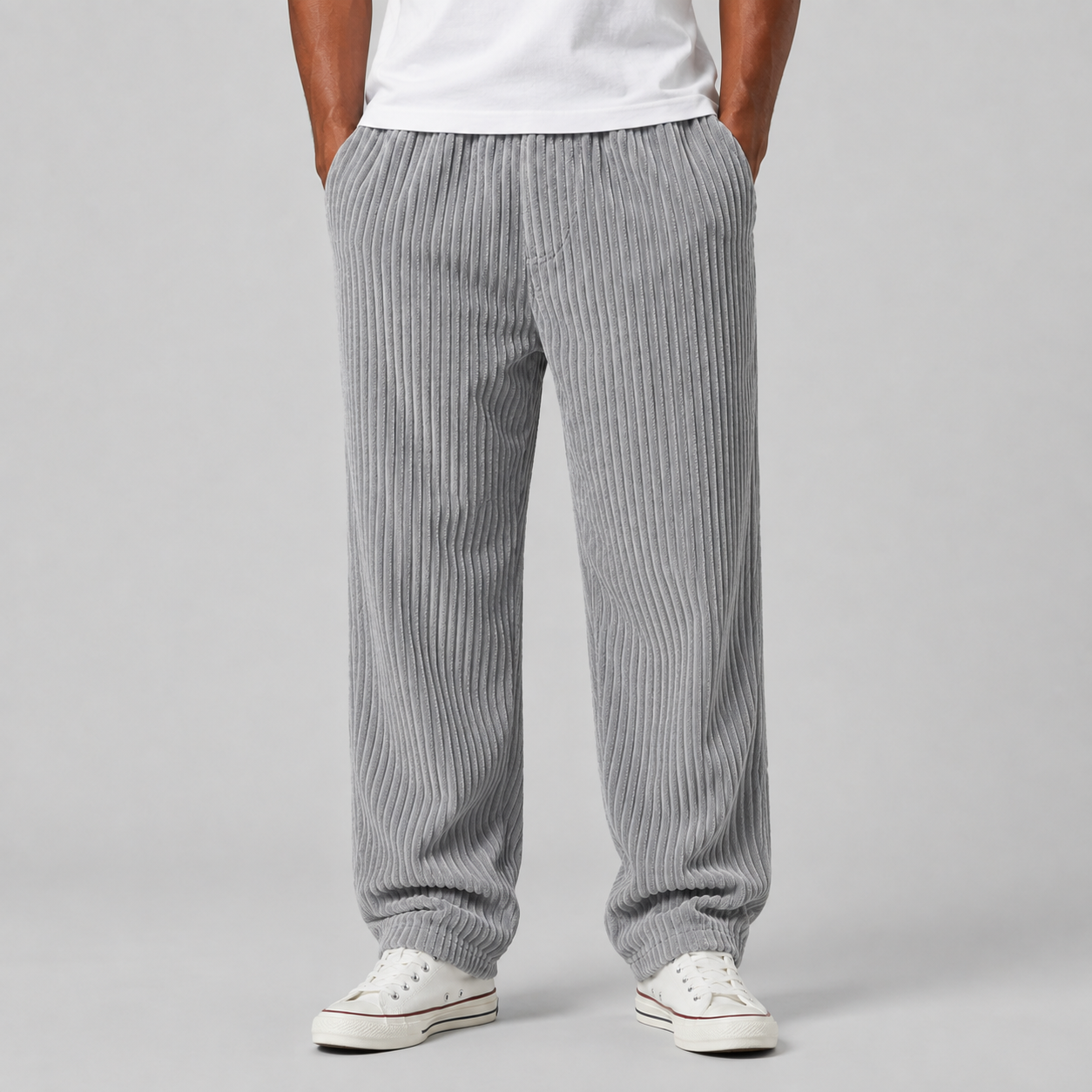 Montarello Men's Corduroy Trousers with Drawstring Waist