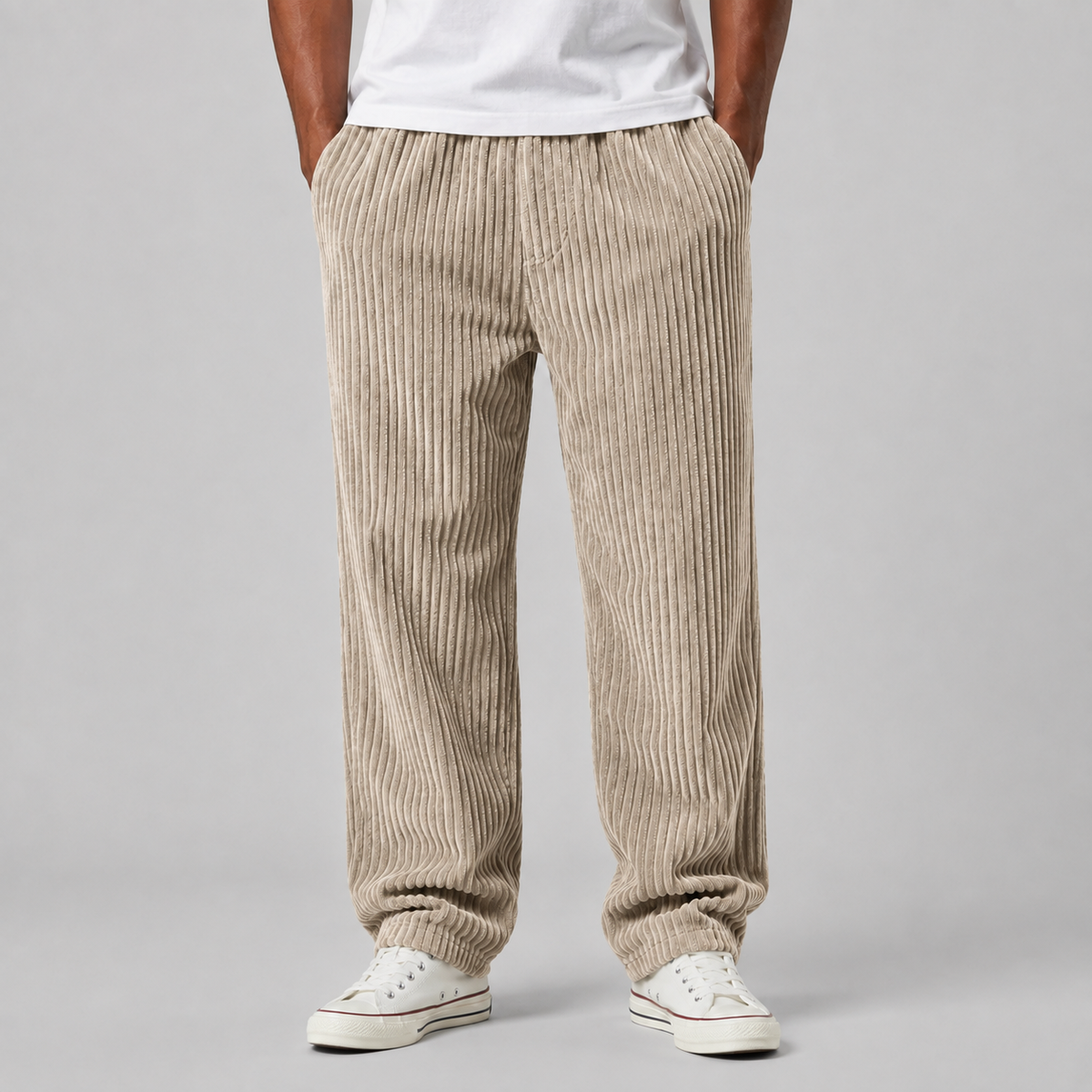 Montarello Men's Corduroy Trousers with Drawstring Waist
