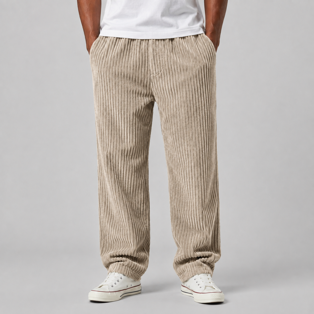 Montarello Men's Corduroy Trousers with Drawstring Waist