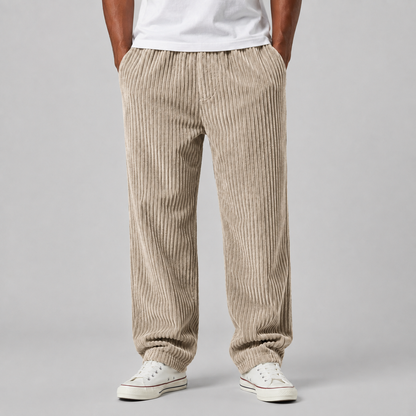 Montarello Men's Corduroy Trousers with Drawstring Waist