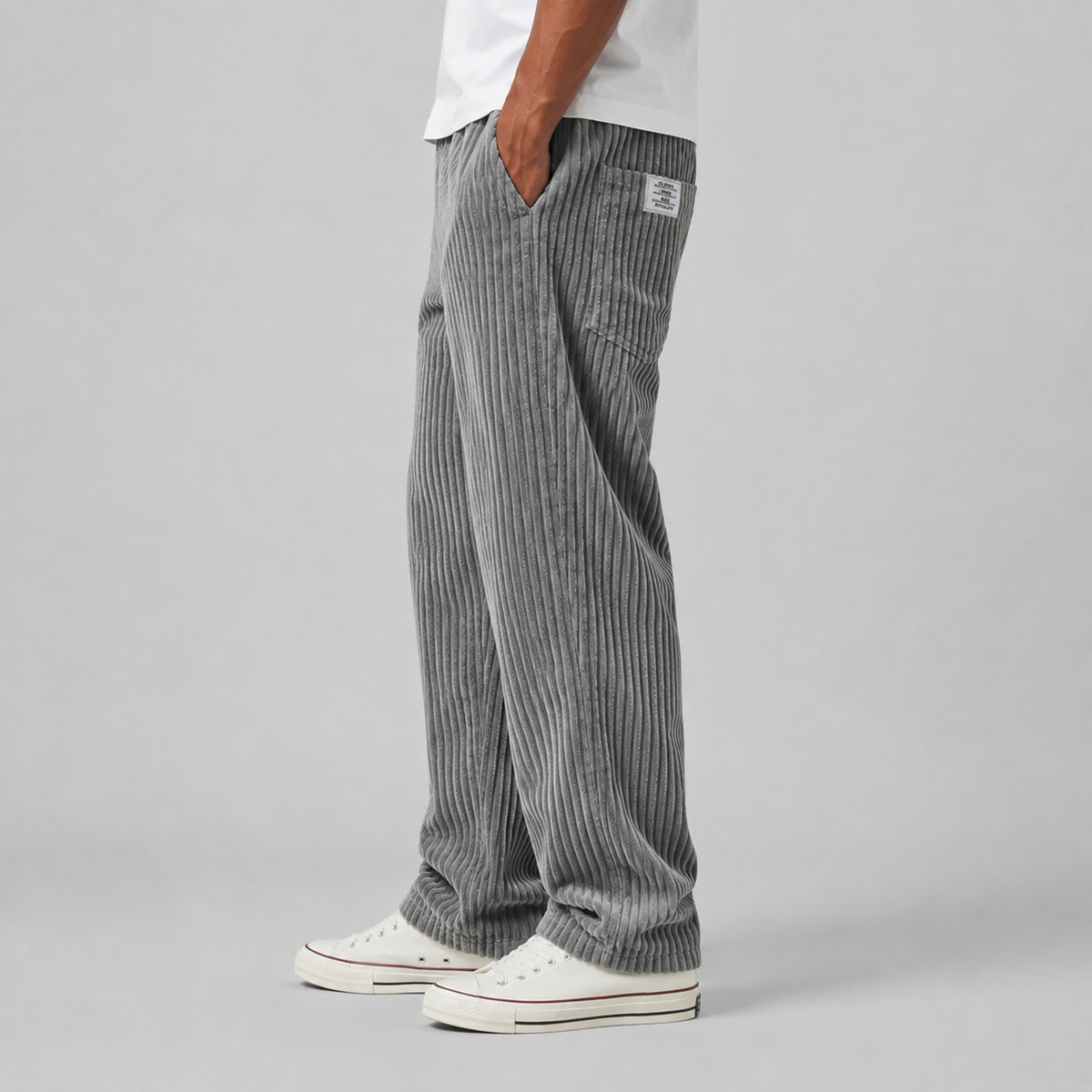 Montarello Men's Corduroy Trousers with Drawstring Waist