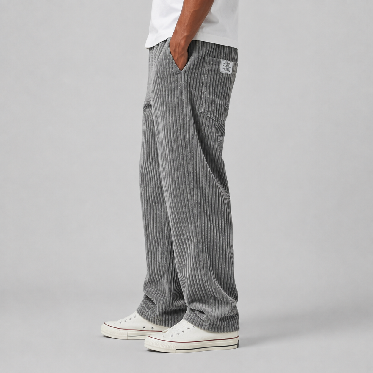 Montarello Men's Corduroy Trousers with Drawstring Waist