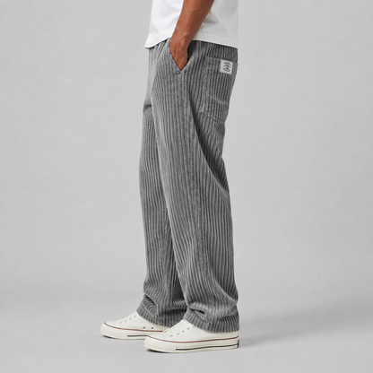 Montarello Men's Corduroy Trousers with Drawstring Waist
