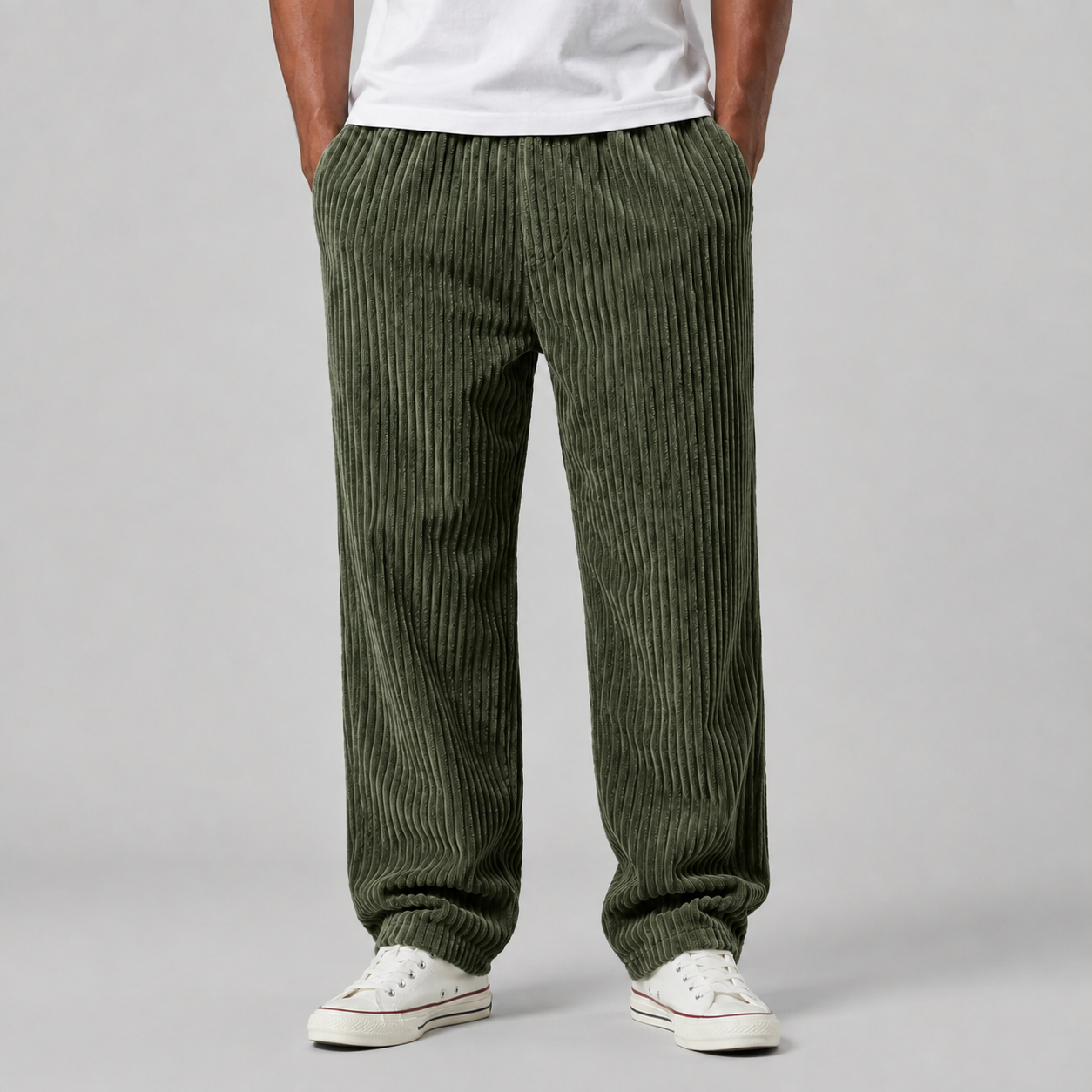 Montarello Men's Corduroy Trousers with Drawstring Waist