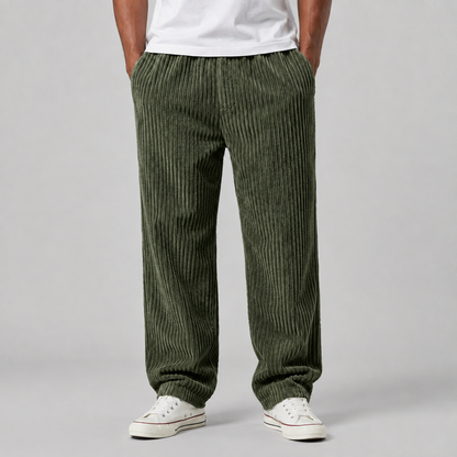 Montarello Men's Corduroy Trousers with Drawstring Waist