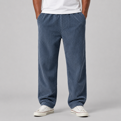 Montarello Men's Corduroy Trousers with Drawstring Waist