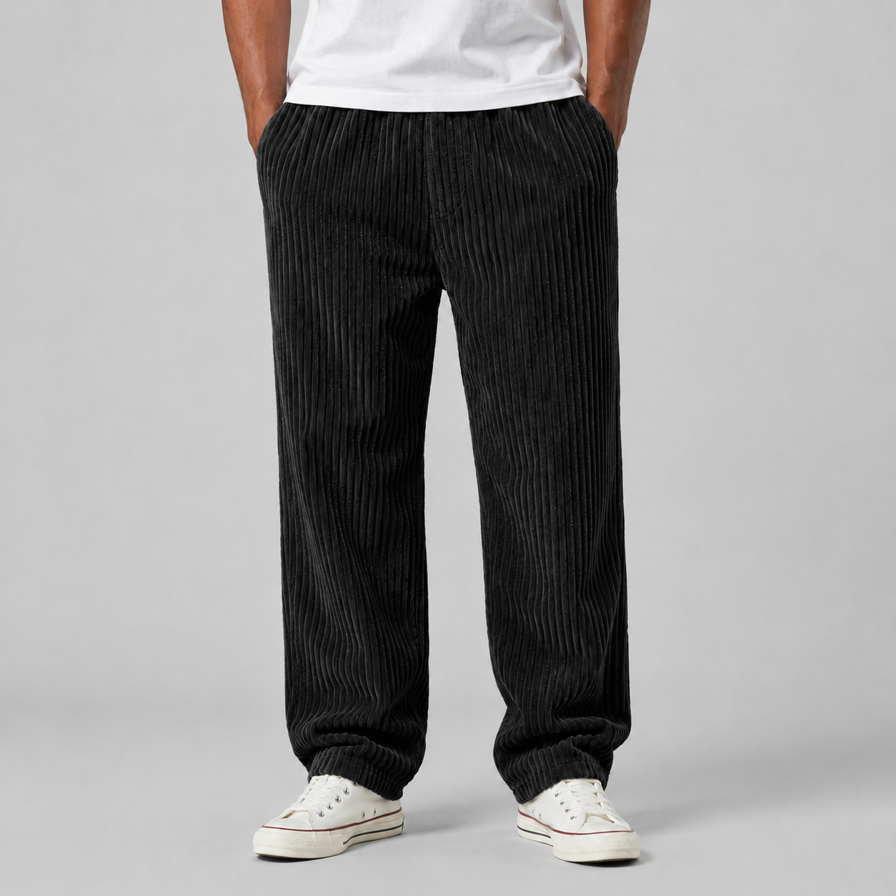Montarello Men's Corduroy Trousers with Drawstring Waist