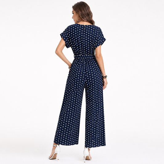 Montarello Women's Polka Dot Belted Jumpsuit