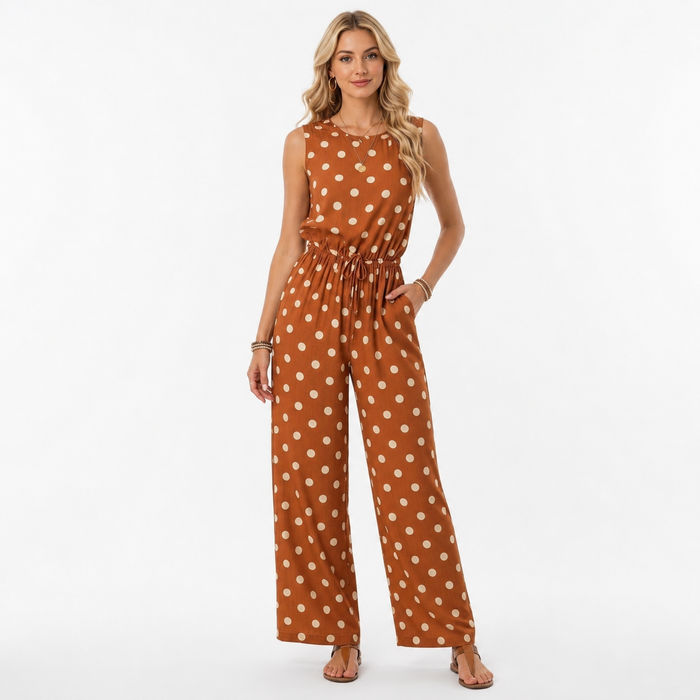Montarello Women's Polka Dot Sleeveless Wide-Leg Jumpsuit