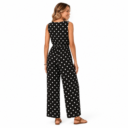 Montarello Women's Polka Dot Sleeveless Wide-Leg Jumpsuit