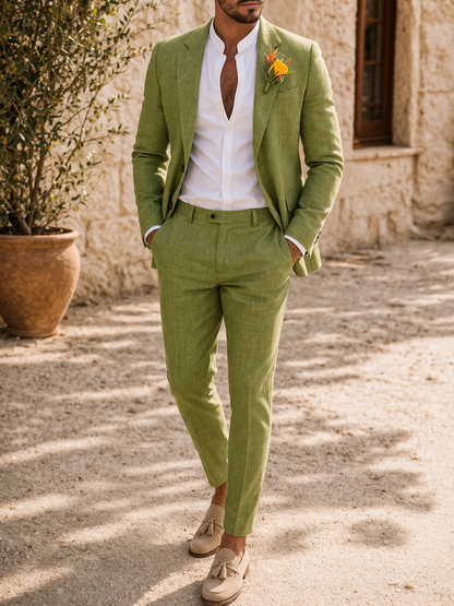 Montarello Linen-Look Men's Tailored 2-Piece Suit