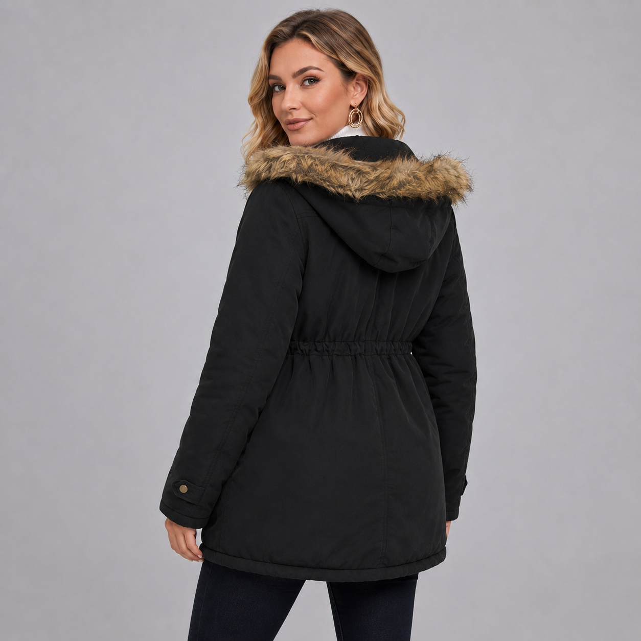 Montarello Women's Parka Jacket Hooded Mid Length