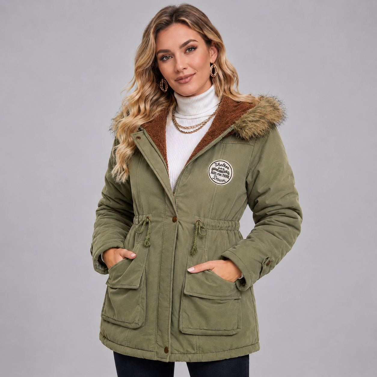 Montarello Women's Parka Jacket Hooded Mid Length