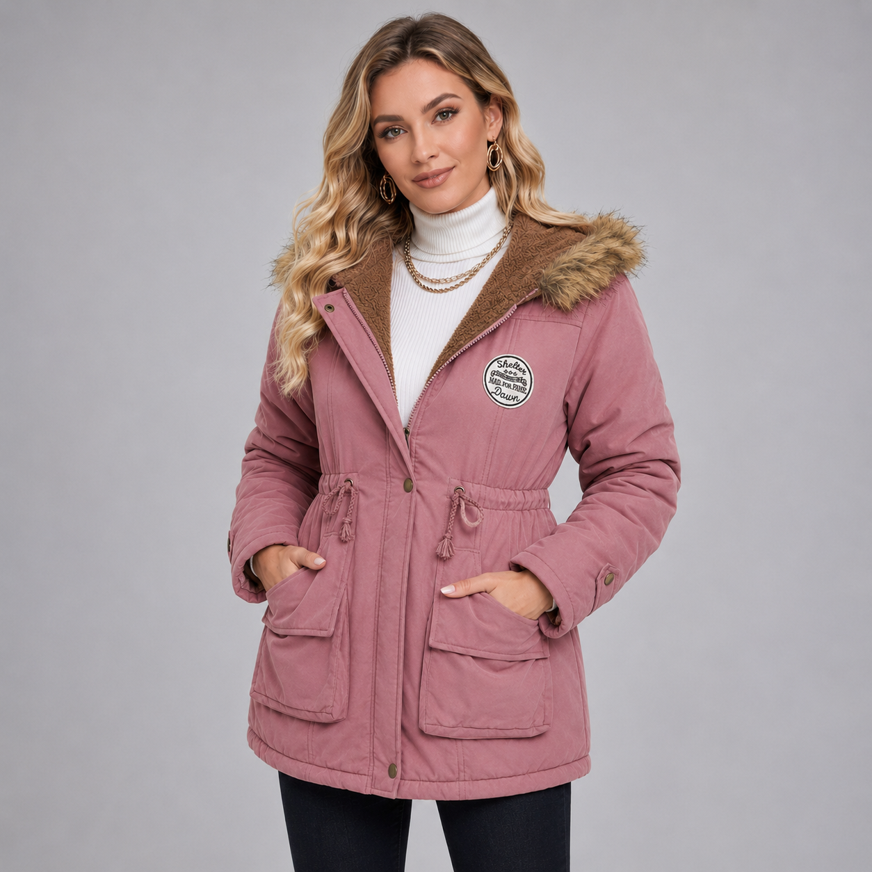 Montarello Women's Parka Jacket Hooded Mid Length