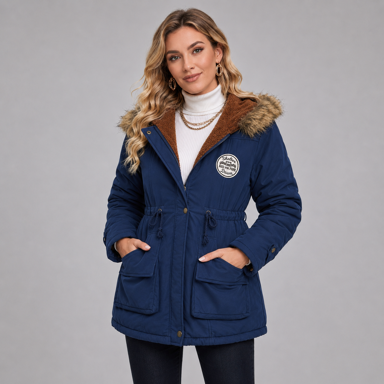 Montarello Women's Parka Jacket Hooded Mid Length