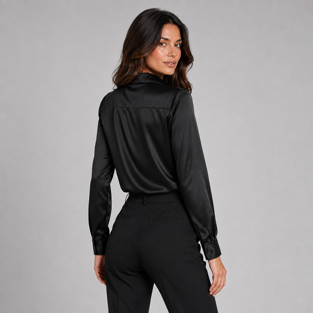 Montarello Women's Satin Blouse Draped Neck